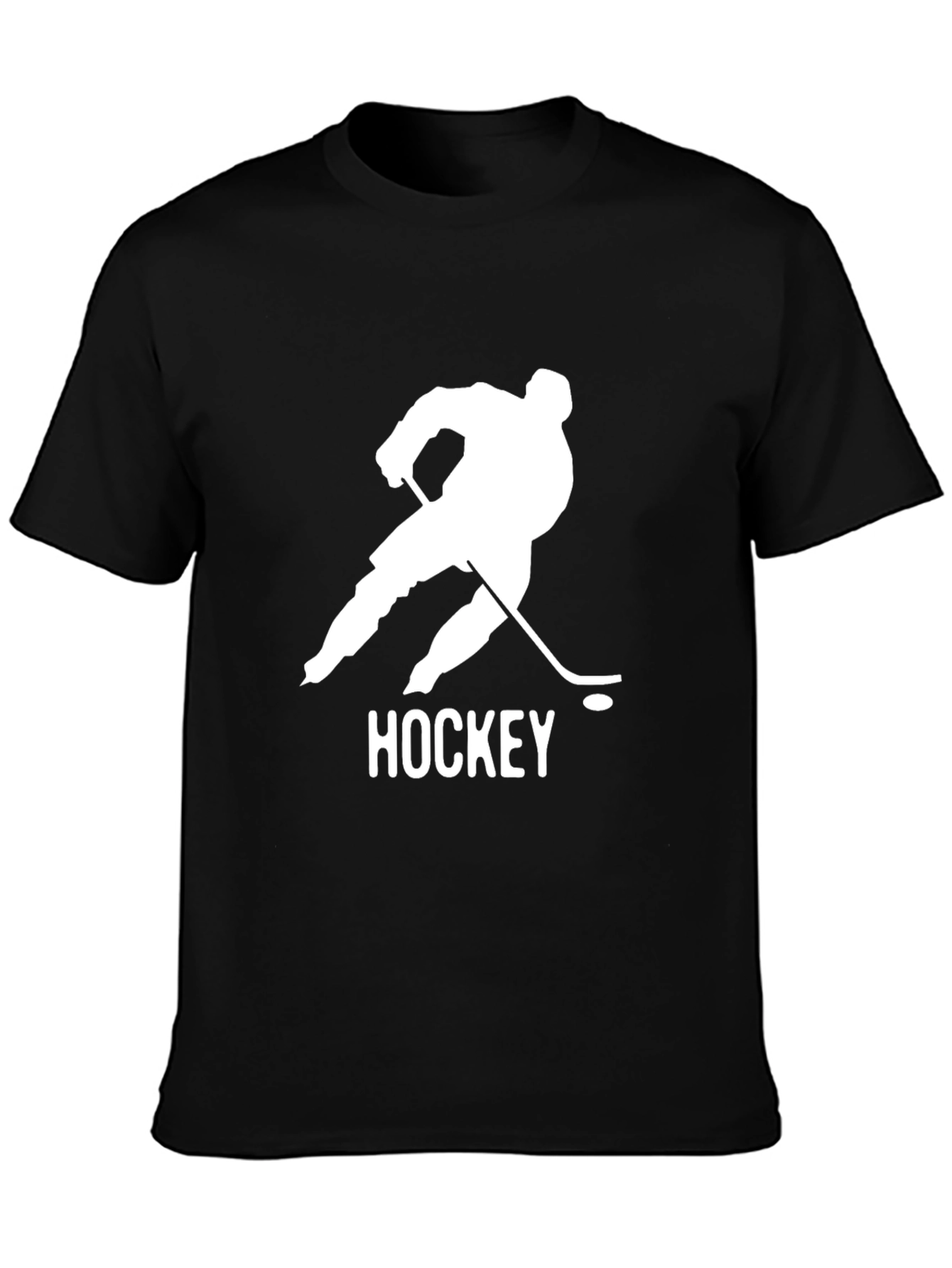 Black Hockey Player Graphic Tee - Stylish Black Cotton T-Shirt view 3