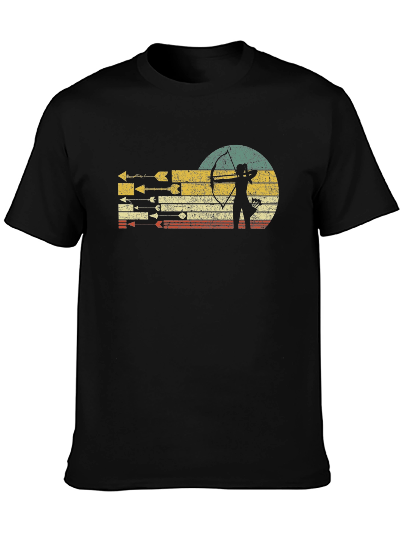 Black Vintage Archer T-Shirt - Retro Archery Design view 3