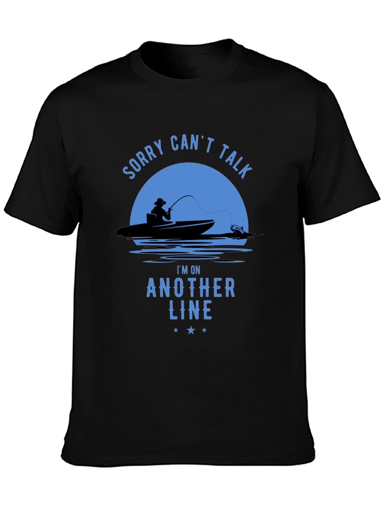 Black Fishing T-Shirt - Sorry Can't Talk, Fisherman Tee view 3