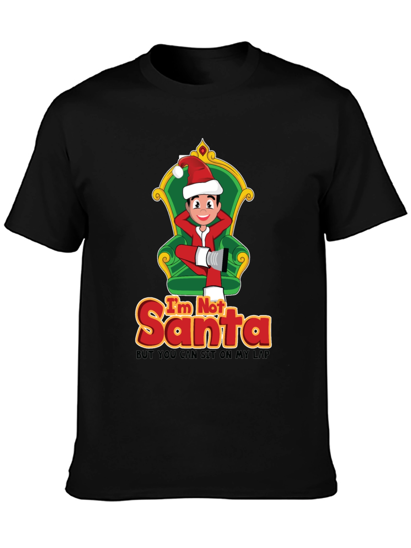 Black Funny Christmas T-Shirt: I'm Not Santa view 3