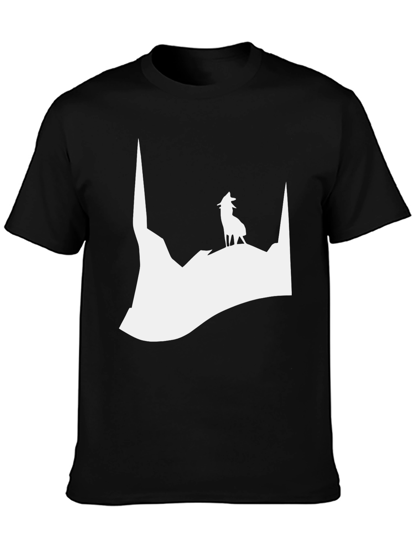 Black Wolf Silhouette Black T-Shirt view 3