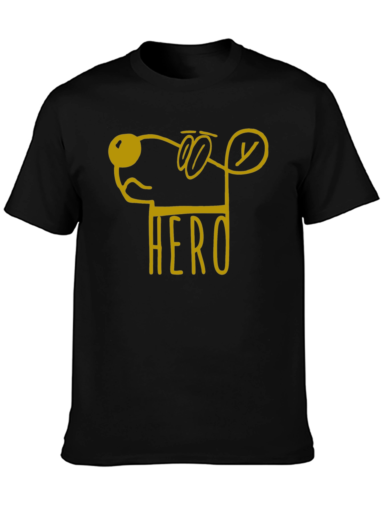 Black Hero Dog Cartoon Graphic Tee - Unisex Black T-Shirt view 3