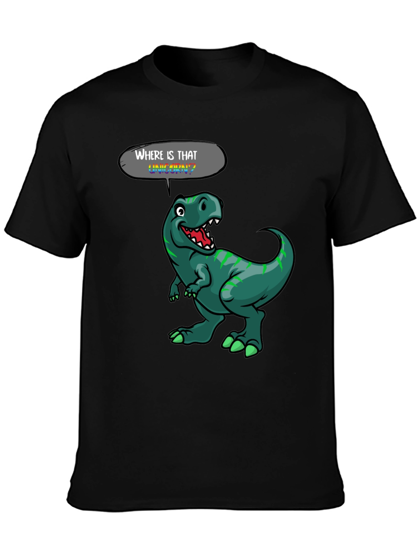 Black Dinosaur T-Shirt - Where is That Unicorn? view 3