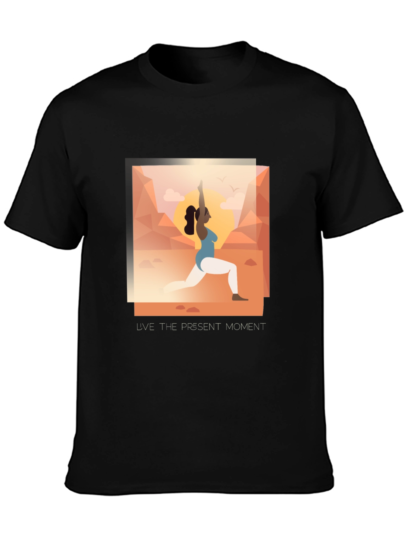 Black Yoga Present Moment Graphic Tee - Unisex view 3