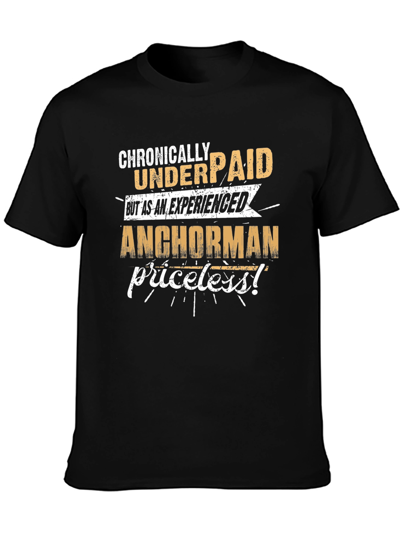 Black Chronically Underpaid Anchorman Graphic Tee view 3