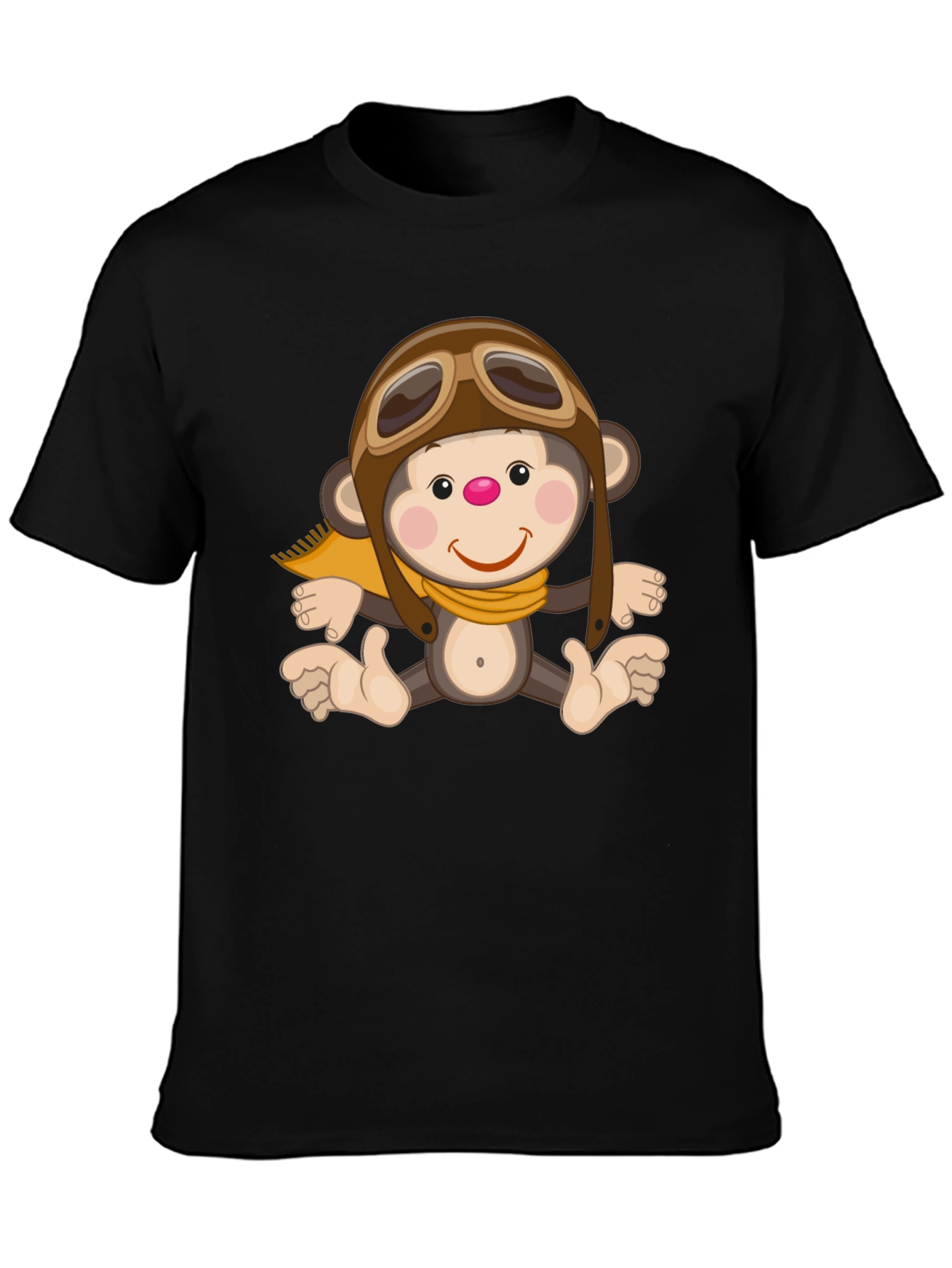 Black Monkey Pilot Graphic T-Shirt, Novelty Print Tee view 3