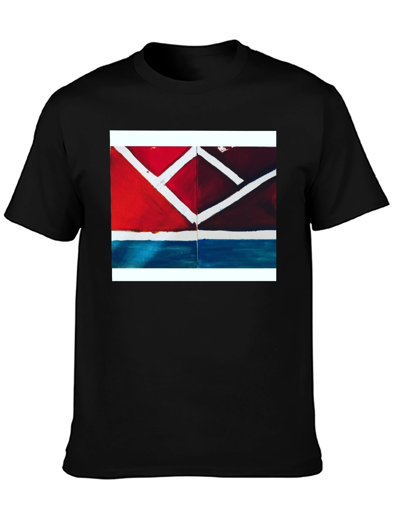Black Abstract Geometric T-Shirt - Modern Art Tee view 3