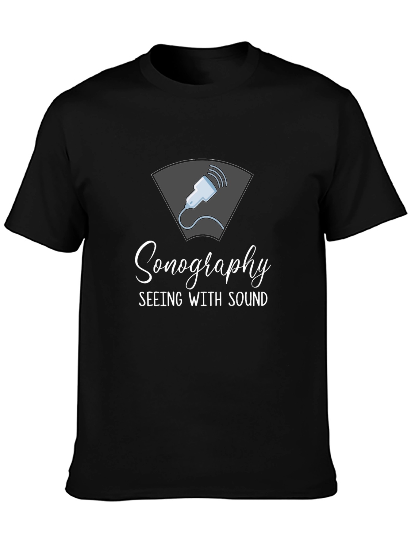 Black Sonography Seeing with Sound Graphic T-Shirt view 3
