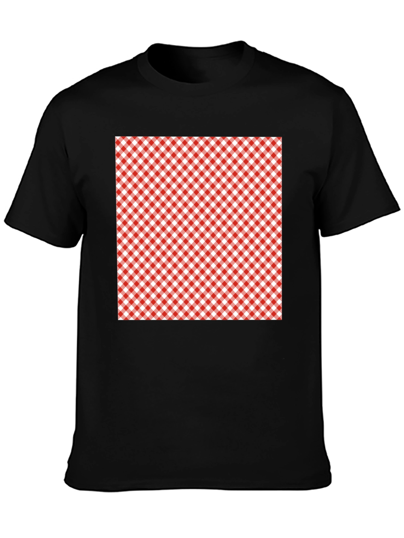 Black Red & White Gingham Patterned T-Shirt view 3