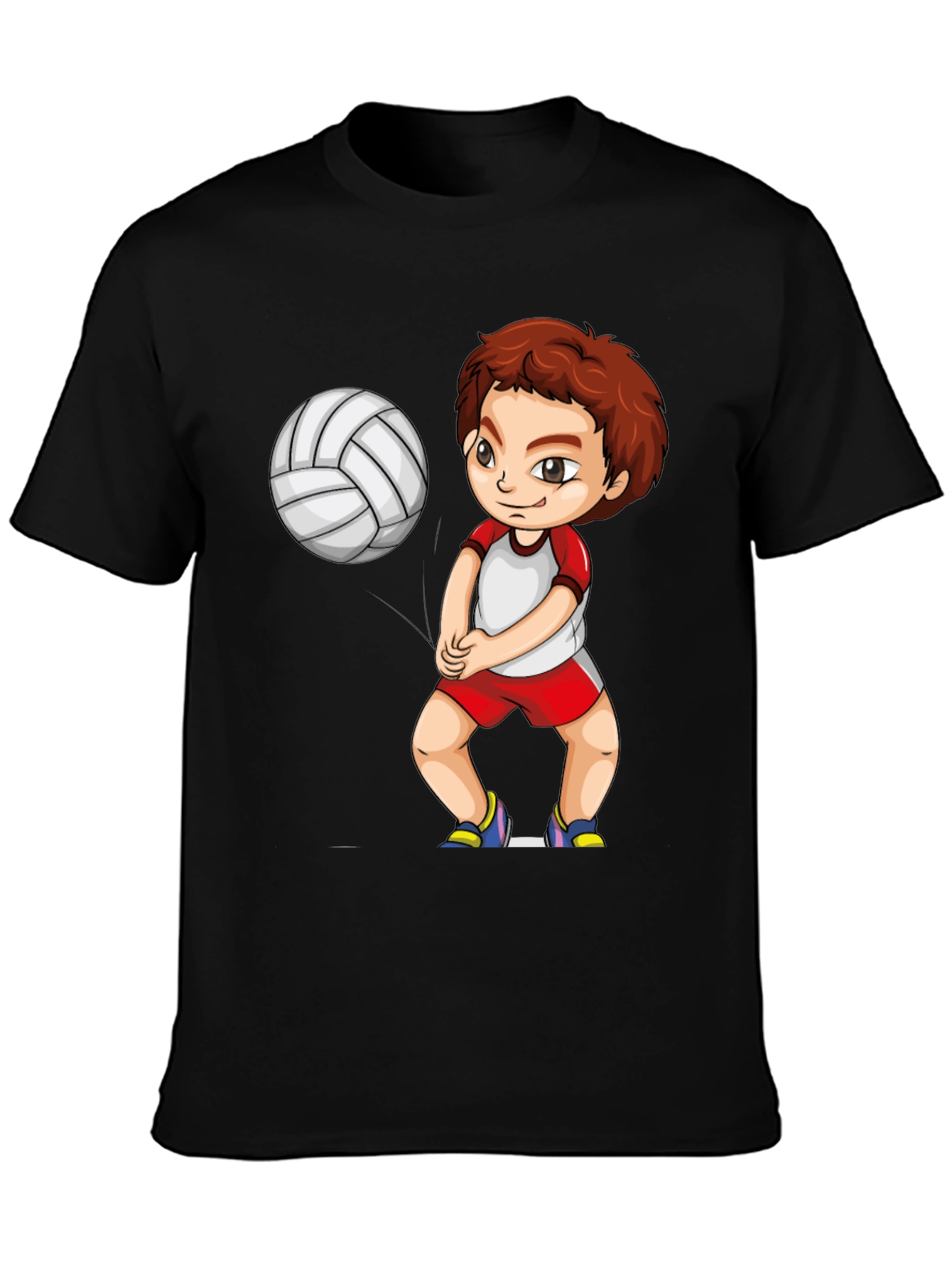 Black Volleyball Boy Graphic Black T-Shirt view 3