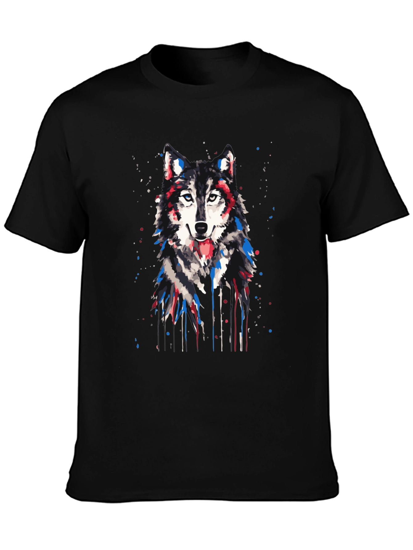 Black Wolf Graphic Print T-Shirt view 3