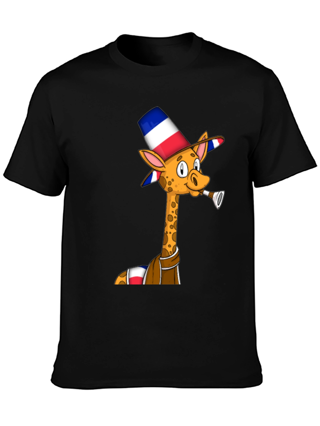 Black Giraffe in Hat T-Shirt - Unique Graphic Tee view 3