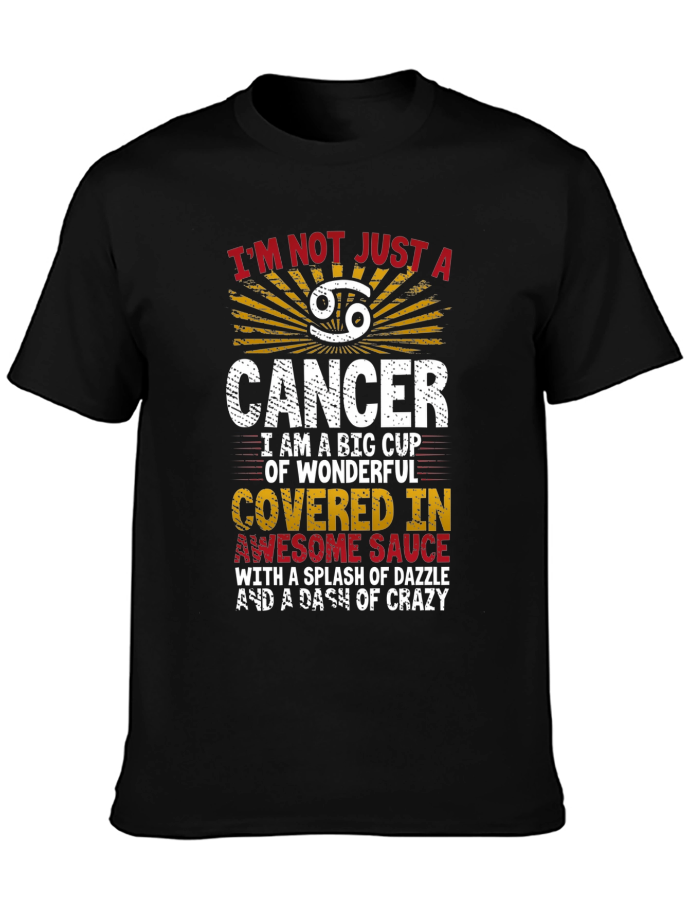Black Cancer Zodiac Sign T-Shirt: Awesome & Crazy Edition view 3