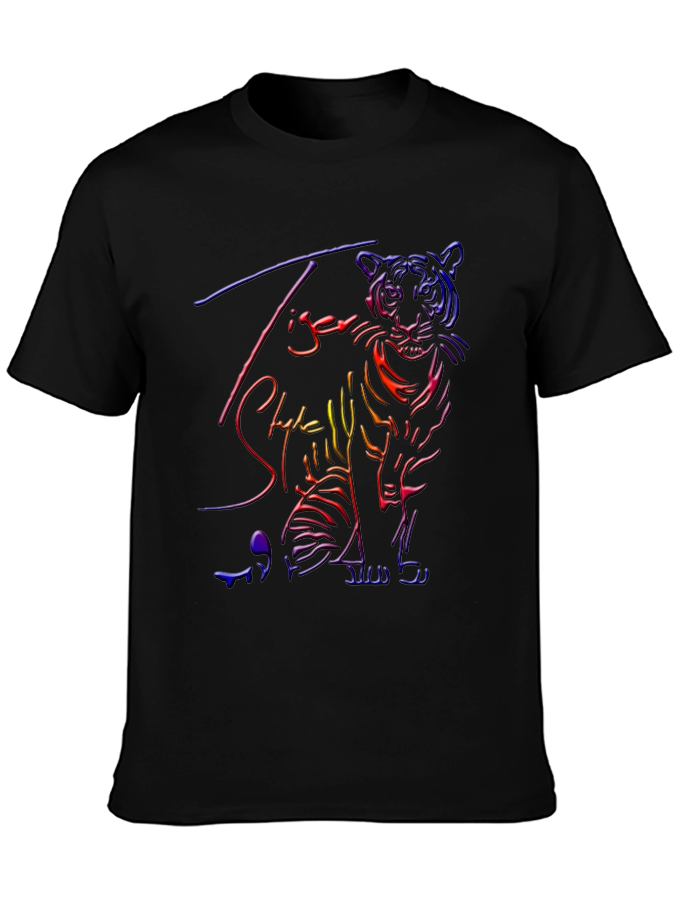 Black Neon Tiger Graphic T-Shirt - Cool Style view 3