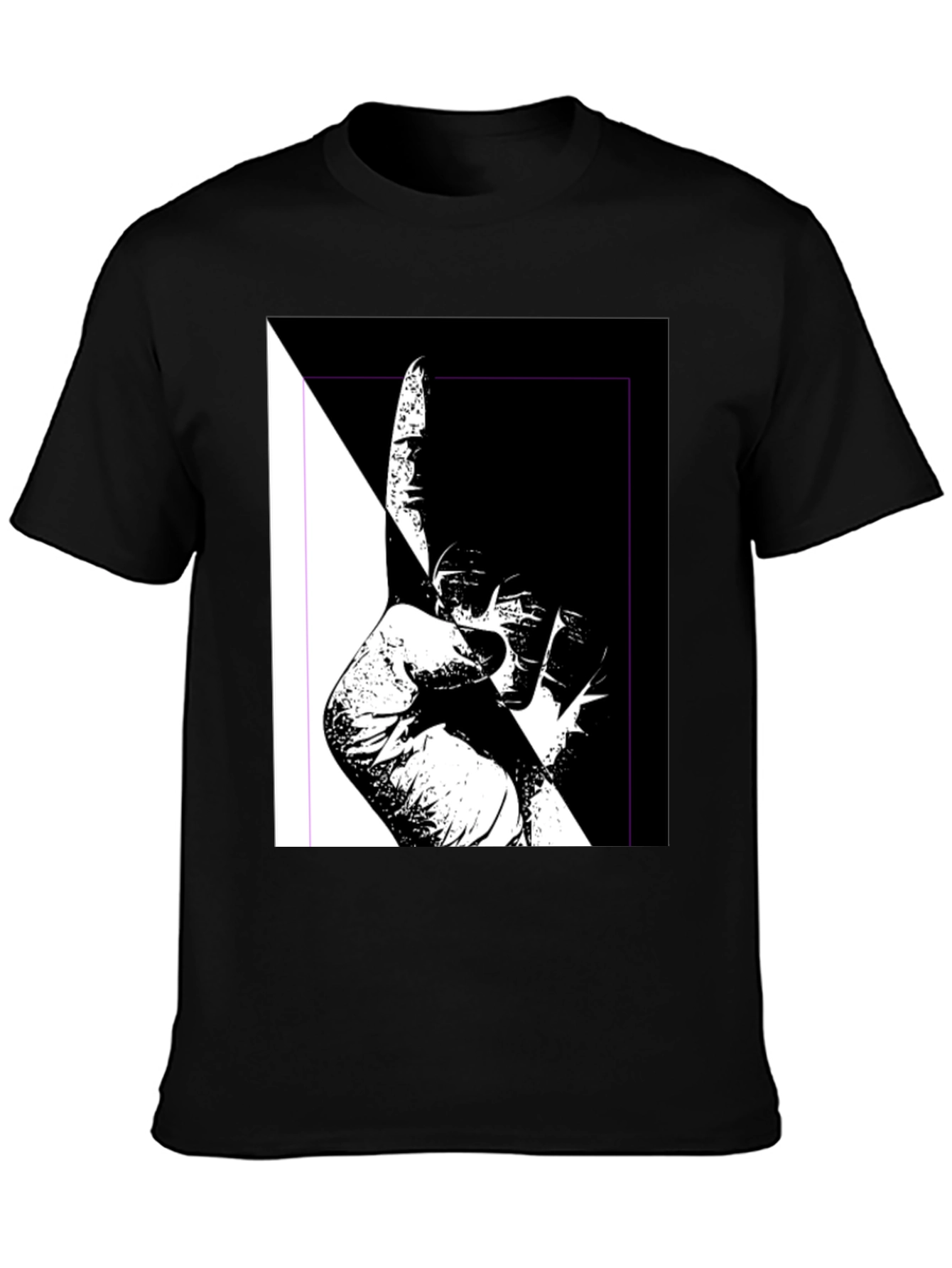 Black Unique Black & White Graphic Tee view 3