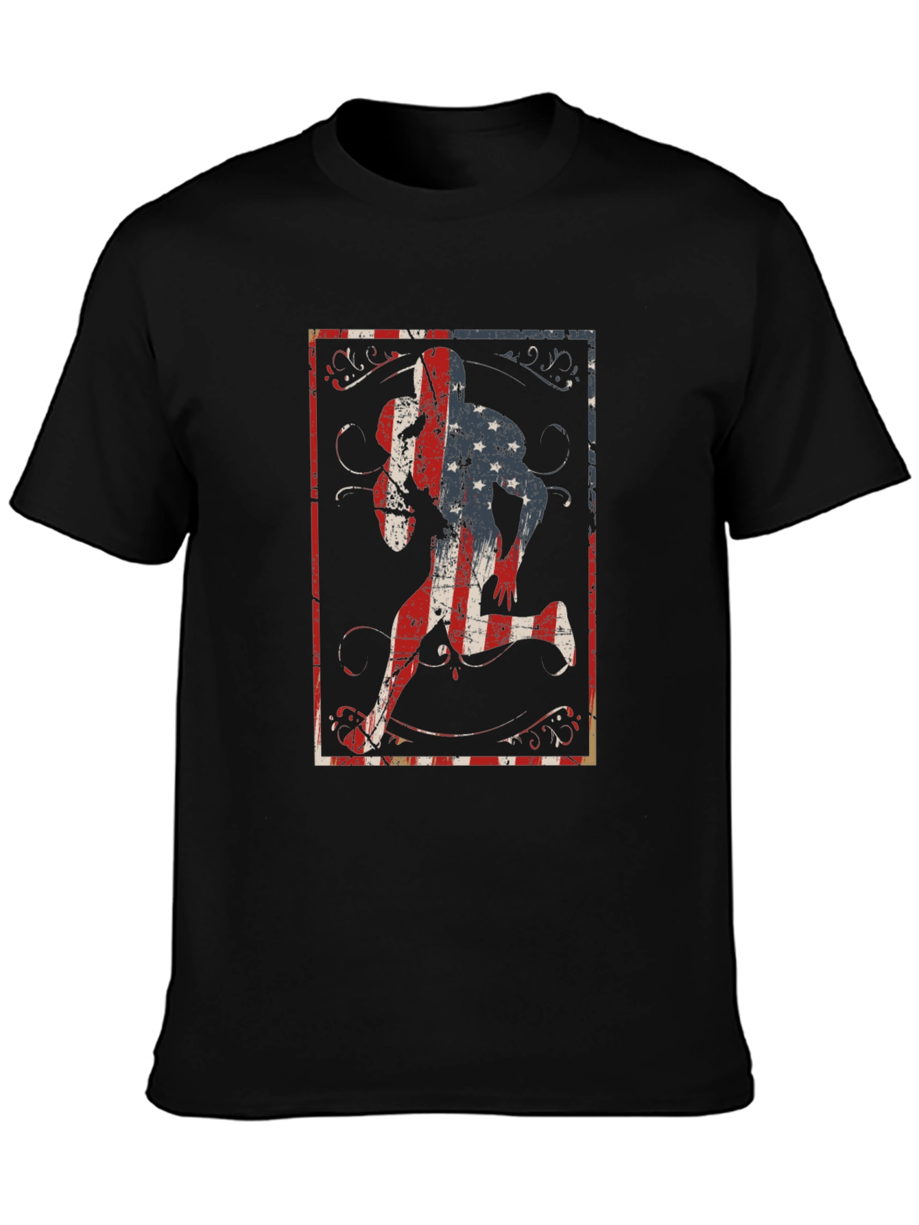 Black American Football Player Graphic Tee view 3