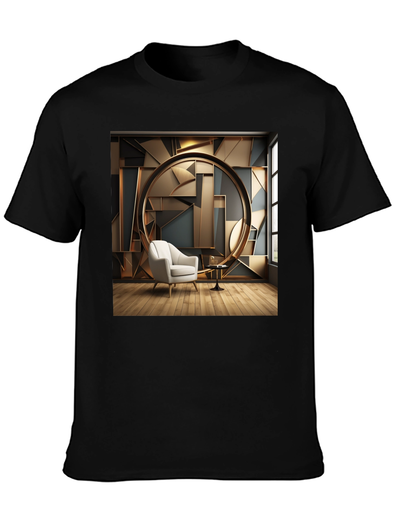 Black Modern Art Deco T-Shirt view 3