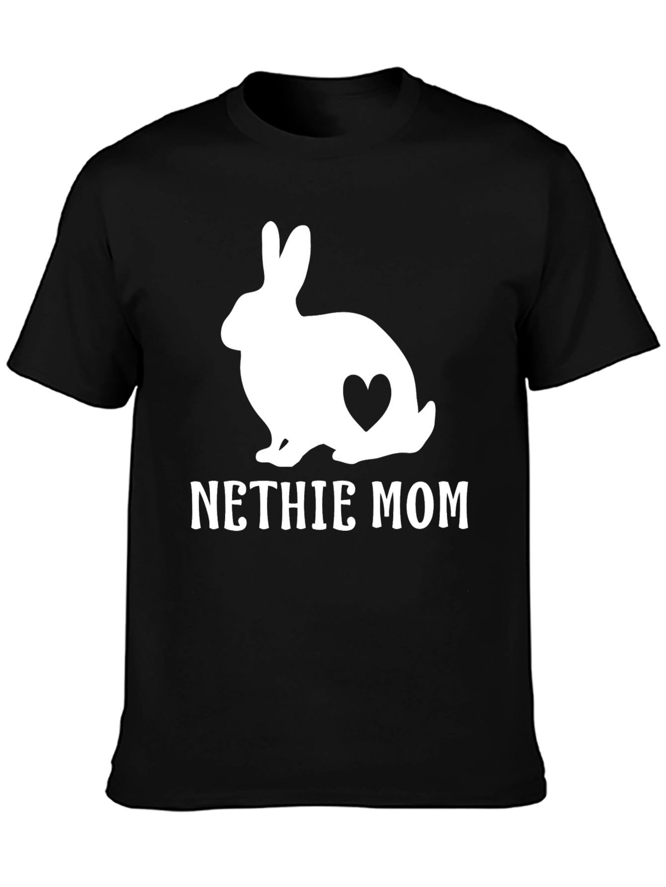 Black Nethie Mom Rabbit Graphic T-Shirt view 3