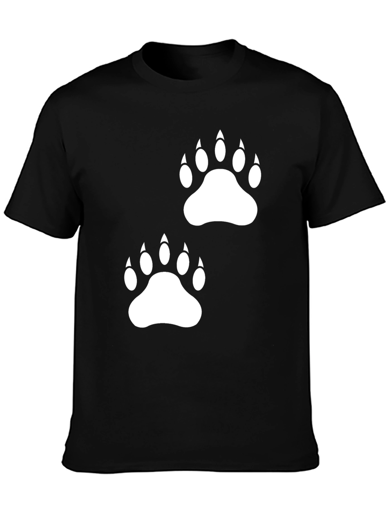 Black Bear Paw Print Graphic Black Tee Shirt view 3
