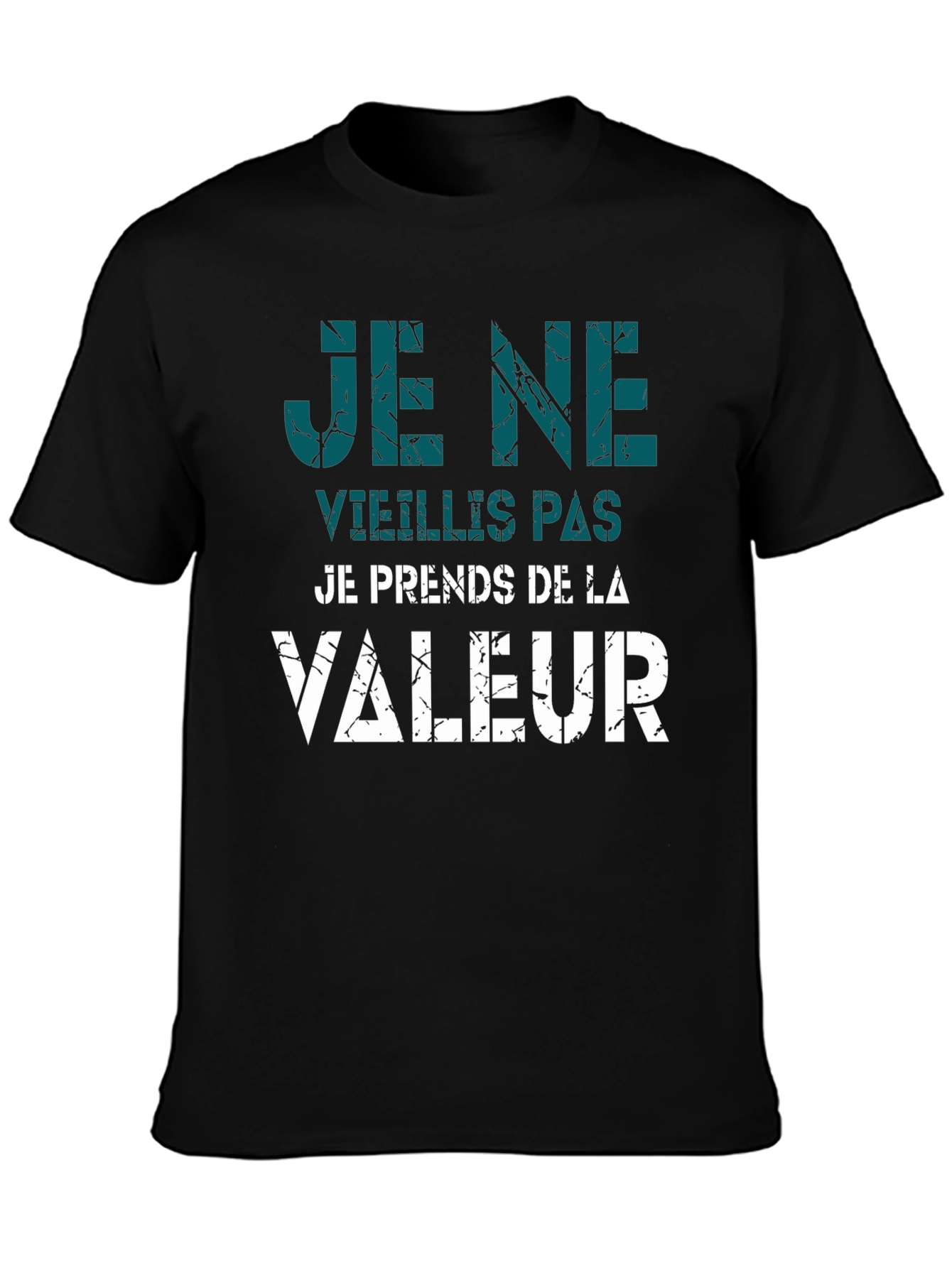 Black Humorous 'I Don't Age' French Slogan Black T-Shirt view 3