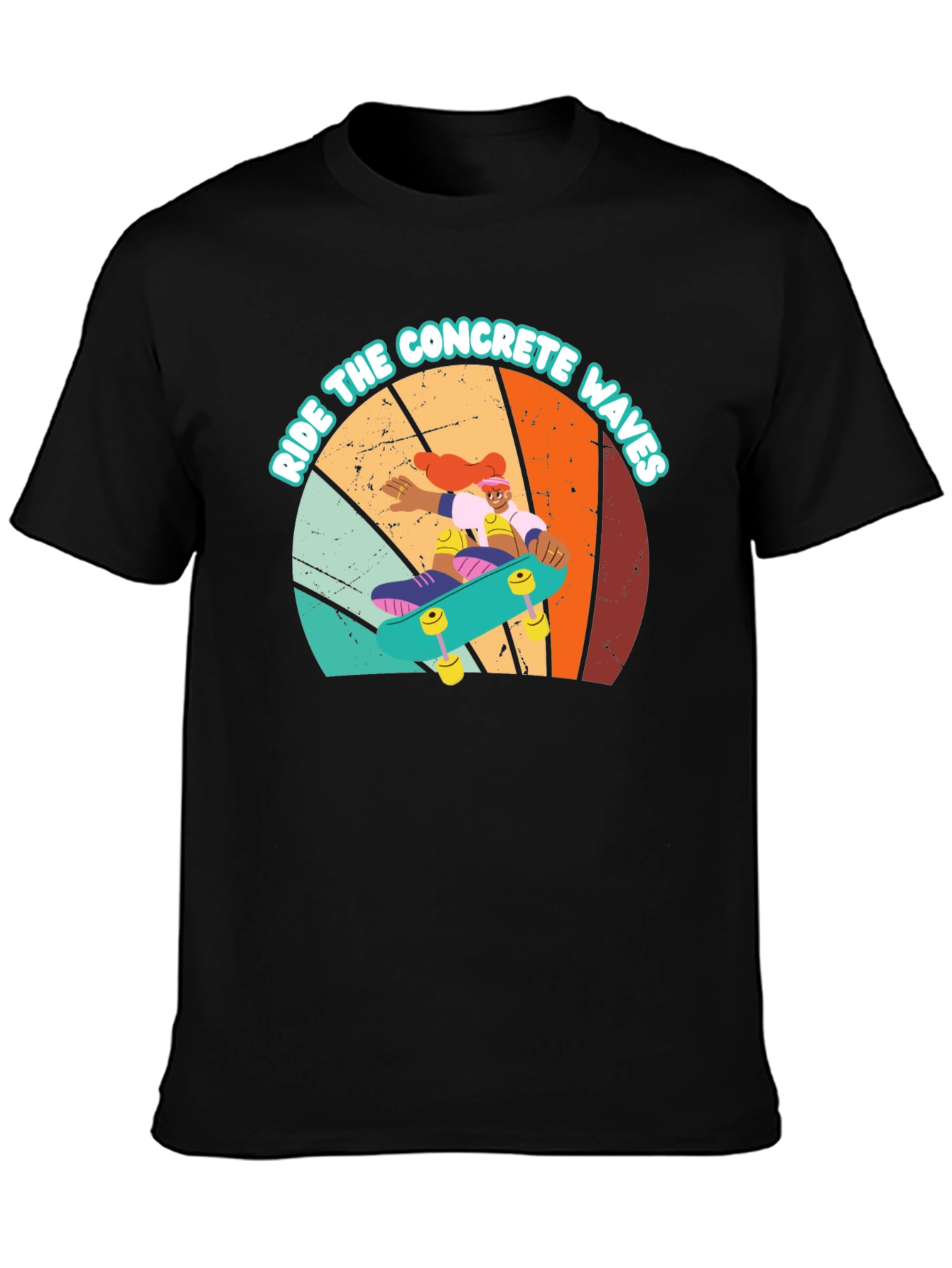 Black Ride Concrete Waves Black Graphic Tee view 3