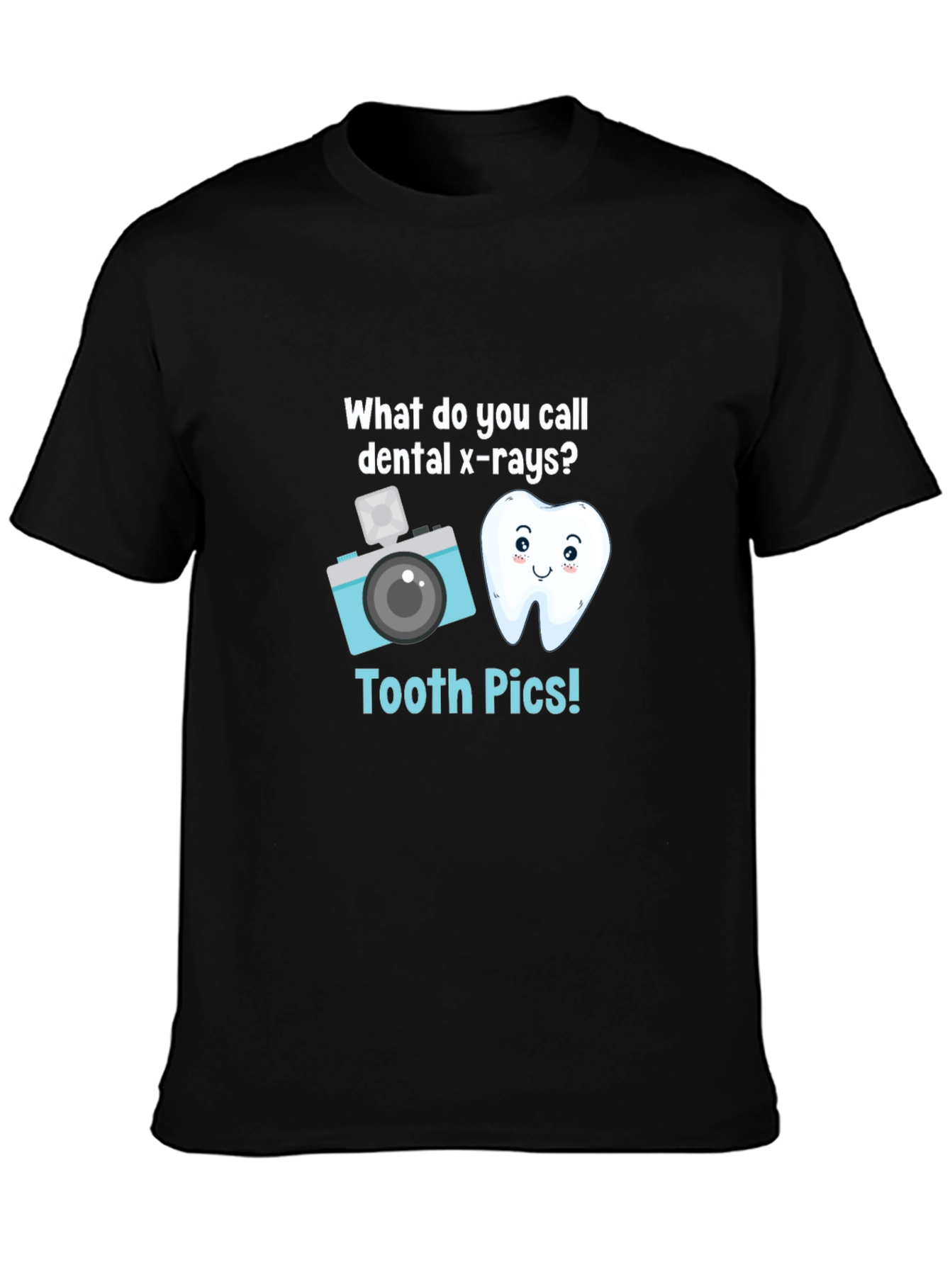 Black Tooth Pics Dental Pun T-Shirt - Black view 3