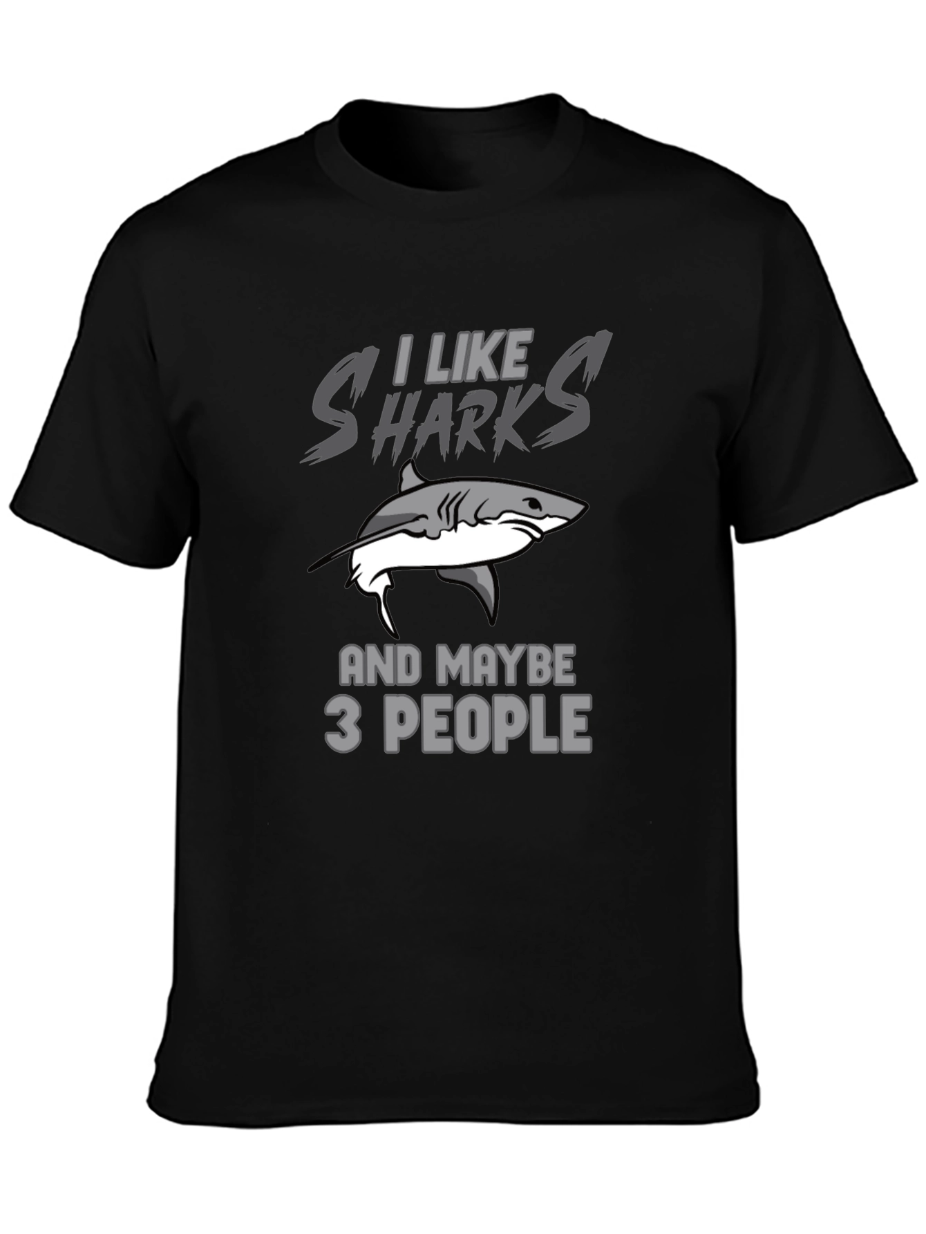 Black I Like Sharks T-Shirt Funny Shark Lover Gift view 3