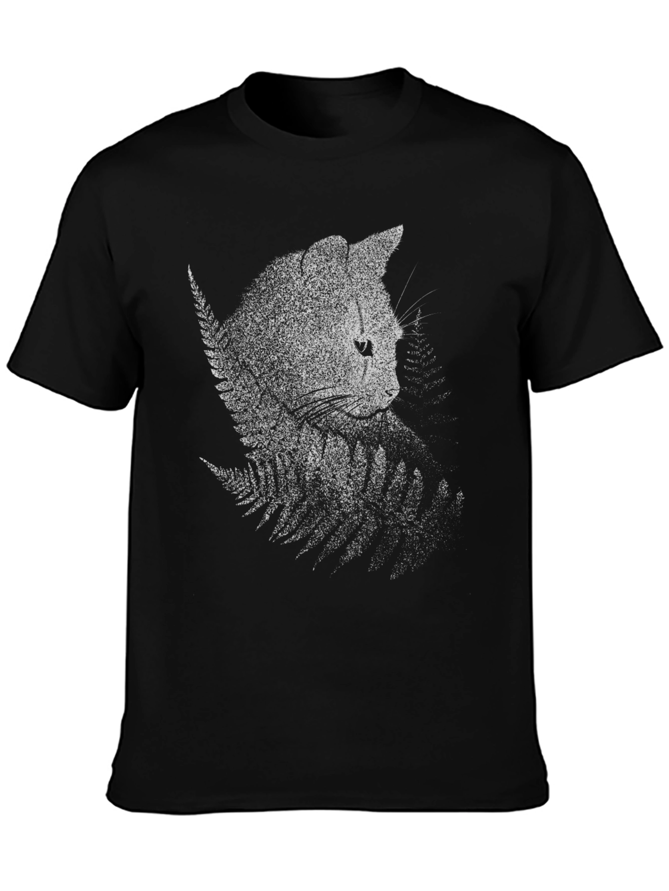 Black Nature Cat Graphic Tee - Black Crewneck view 3