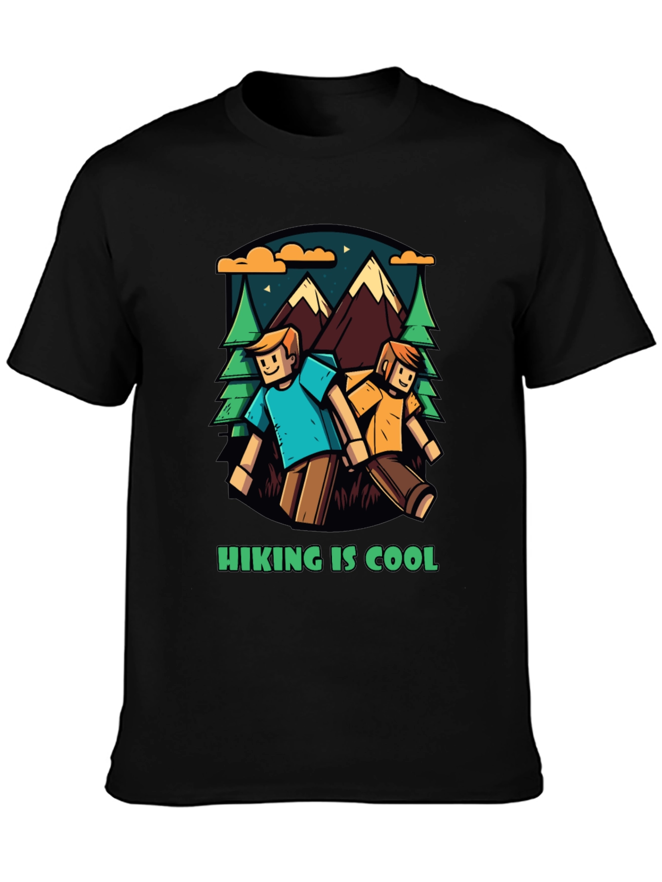 Black Hiking is Cool Graphic T-Shirt view 3