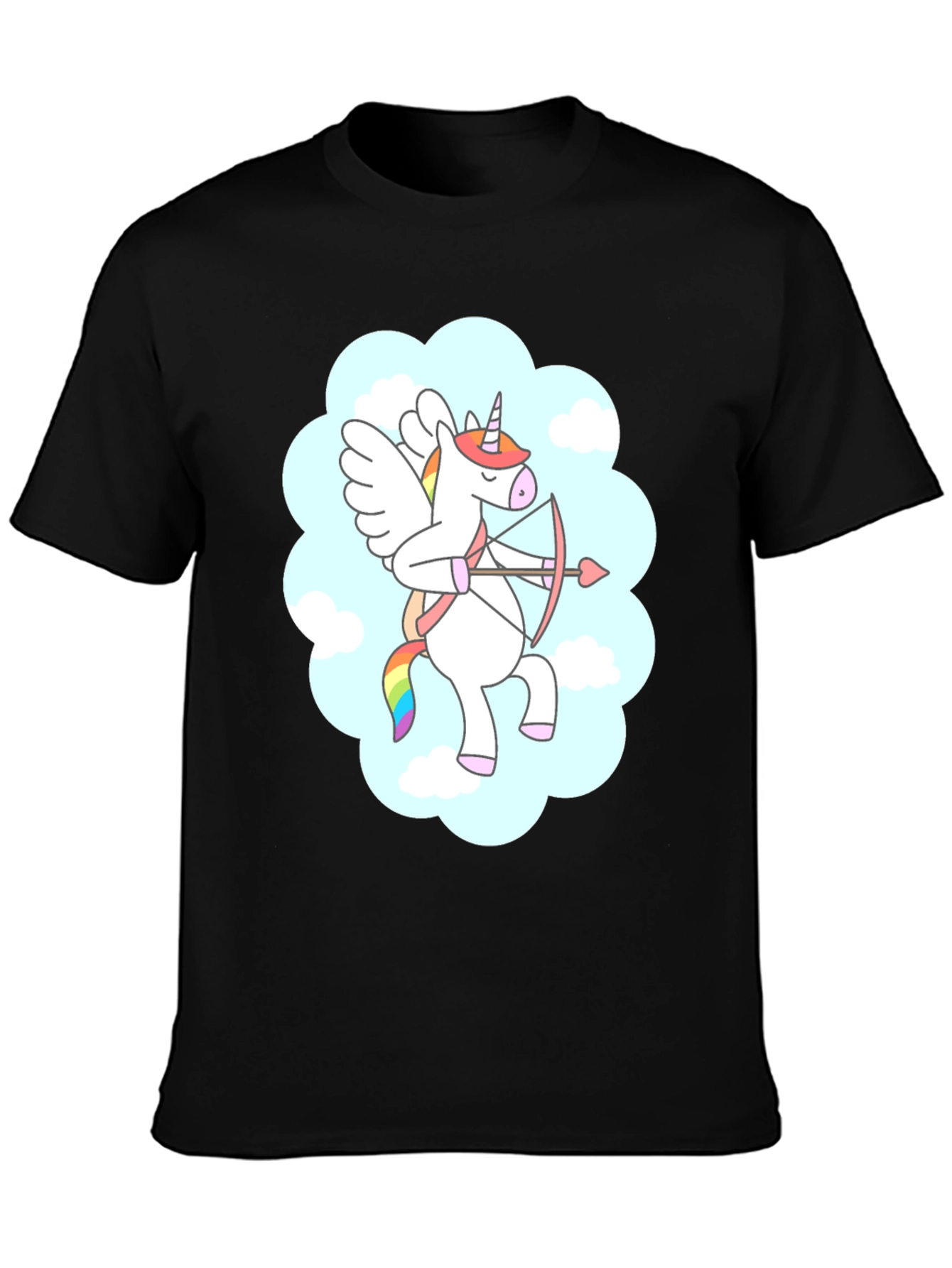 Black Cupid Unicorn Black T-Shirt: Magical Love Arrow! view 3