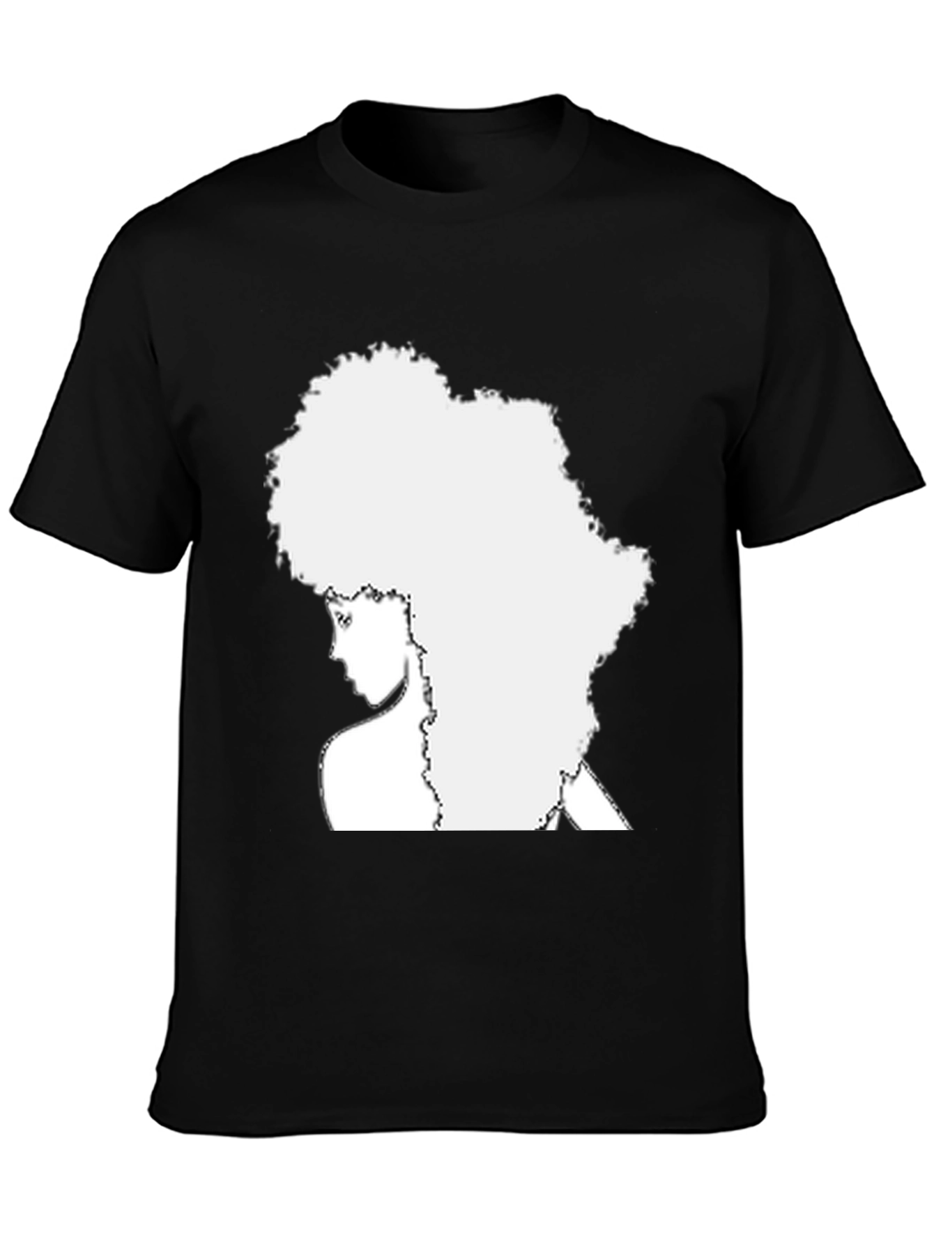 Black Afro Silhouette Tee - Black Unisex Shirt view 3