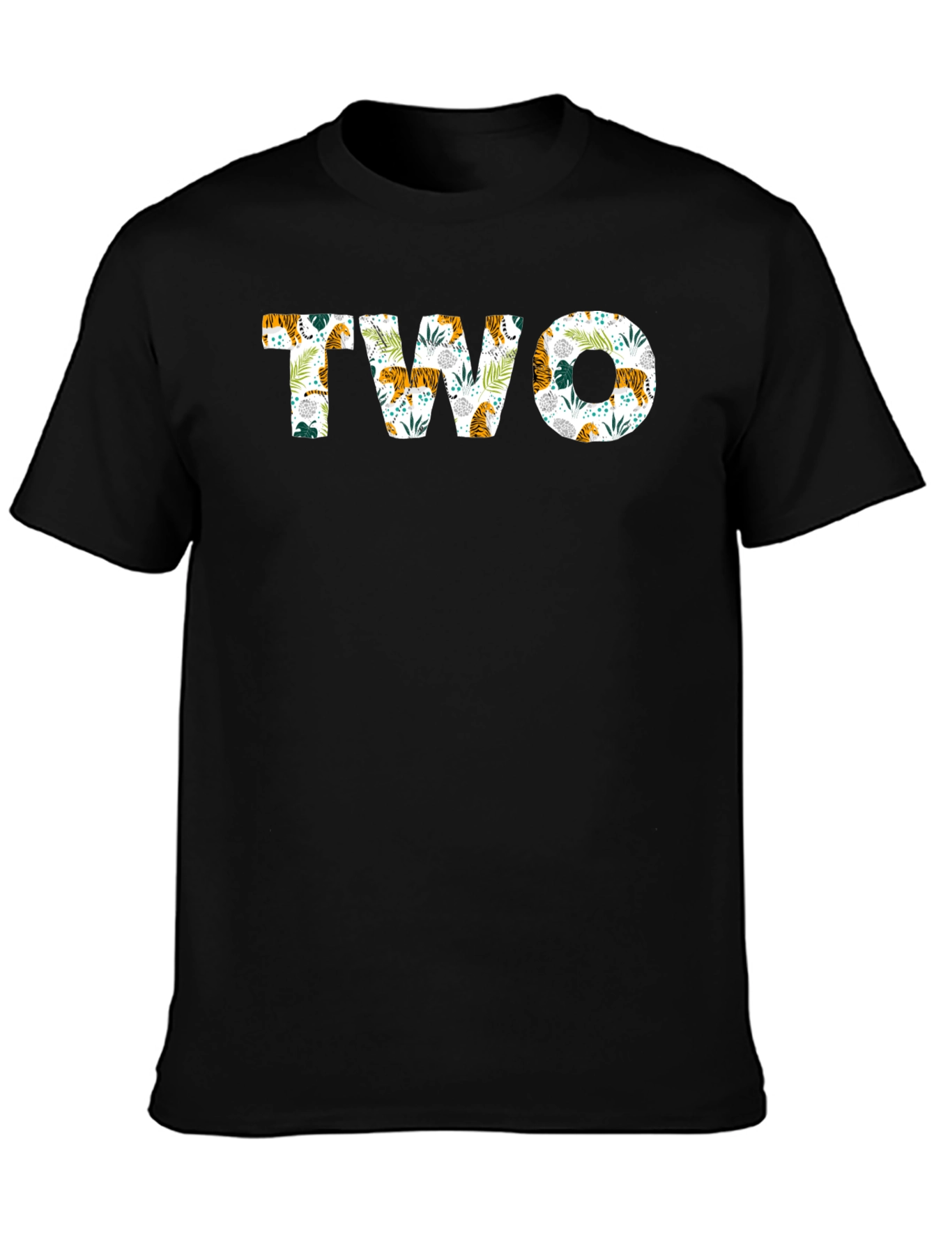 Black Two Birthday Jungle Theme Black T-Shirt view 3