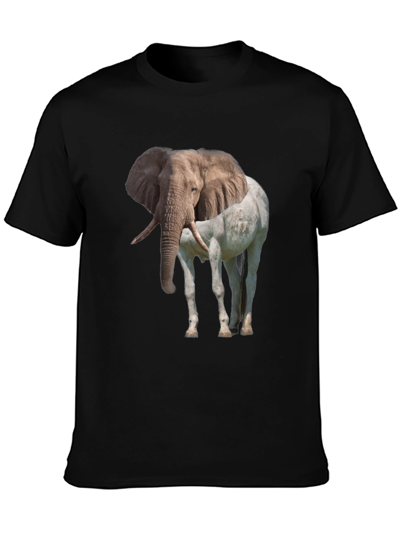 Black Elephant Horse Graphic Tee view 3