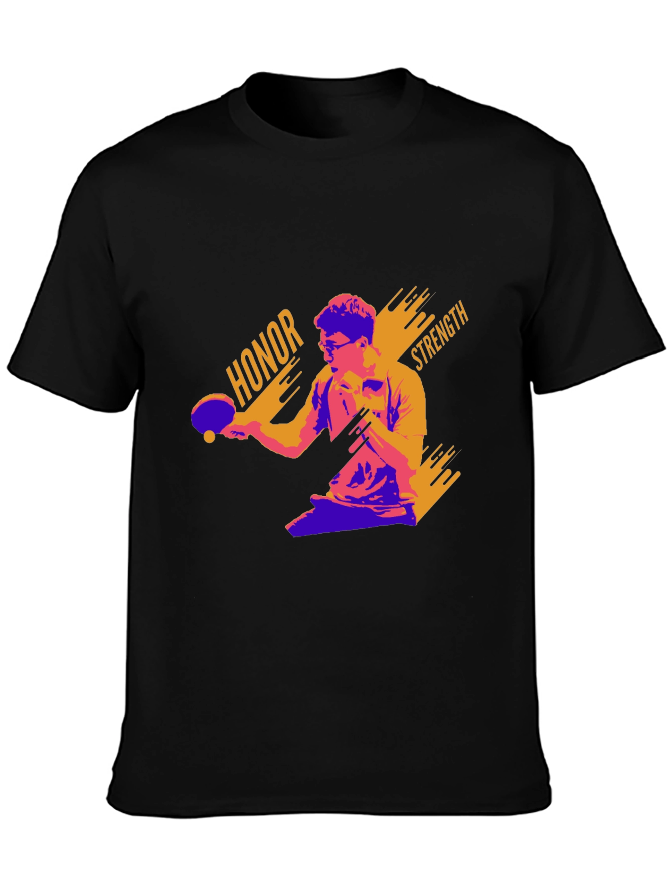 Black Honor Strength Table Tennis Graphic Tee view 3