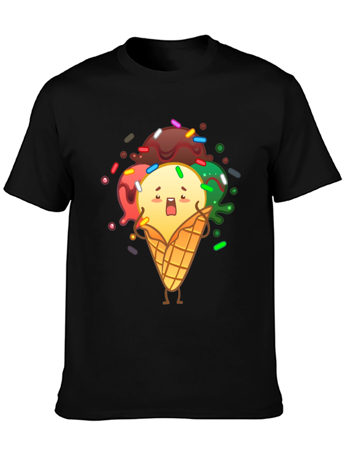 Black Funny Ice Cream Graphic T-Shirt view 3