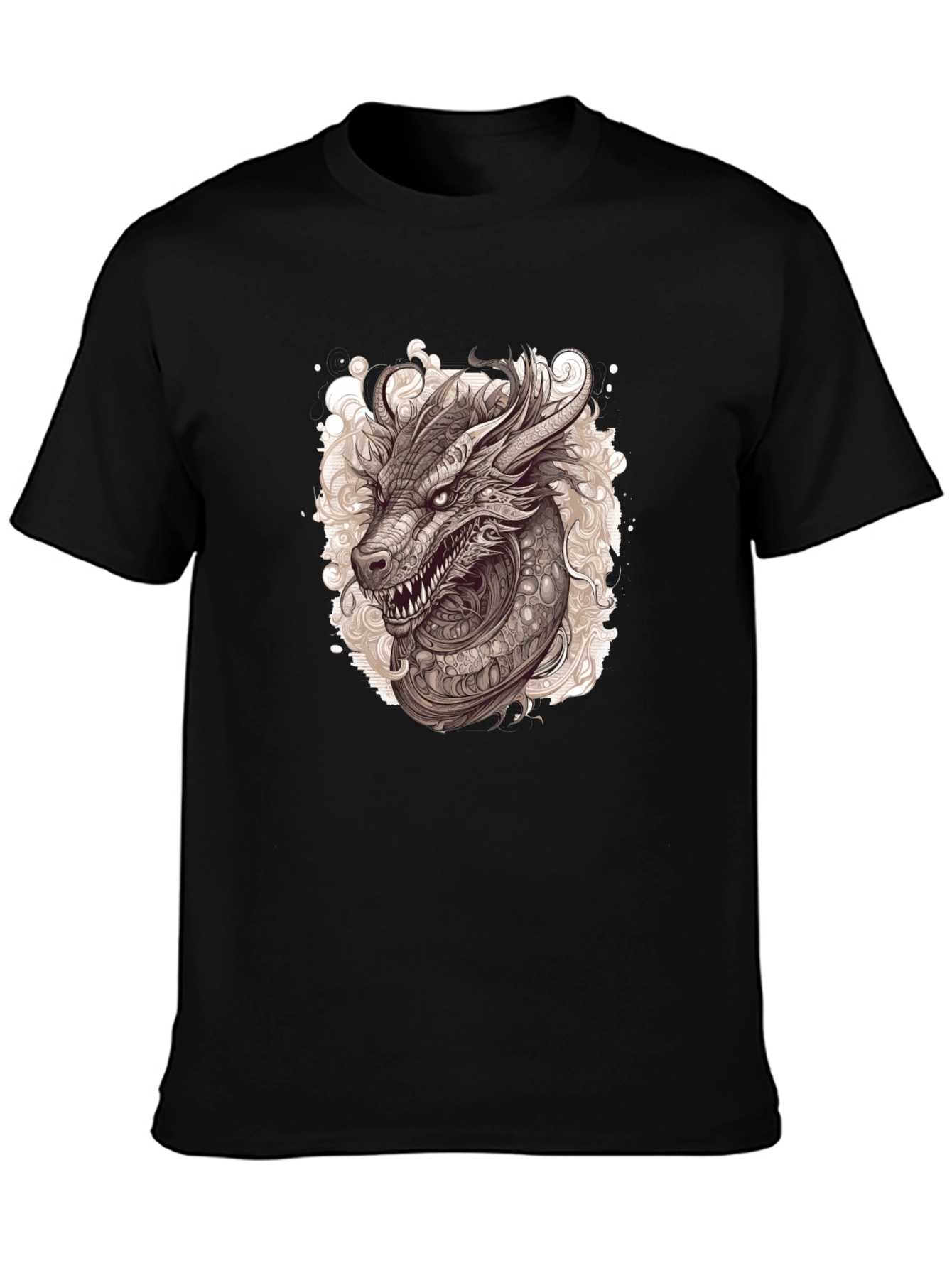Black Dragon Graphic Tee - Stylish Black Cotton Blend view 3