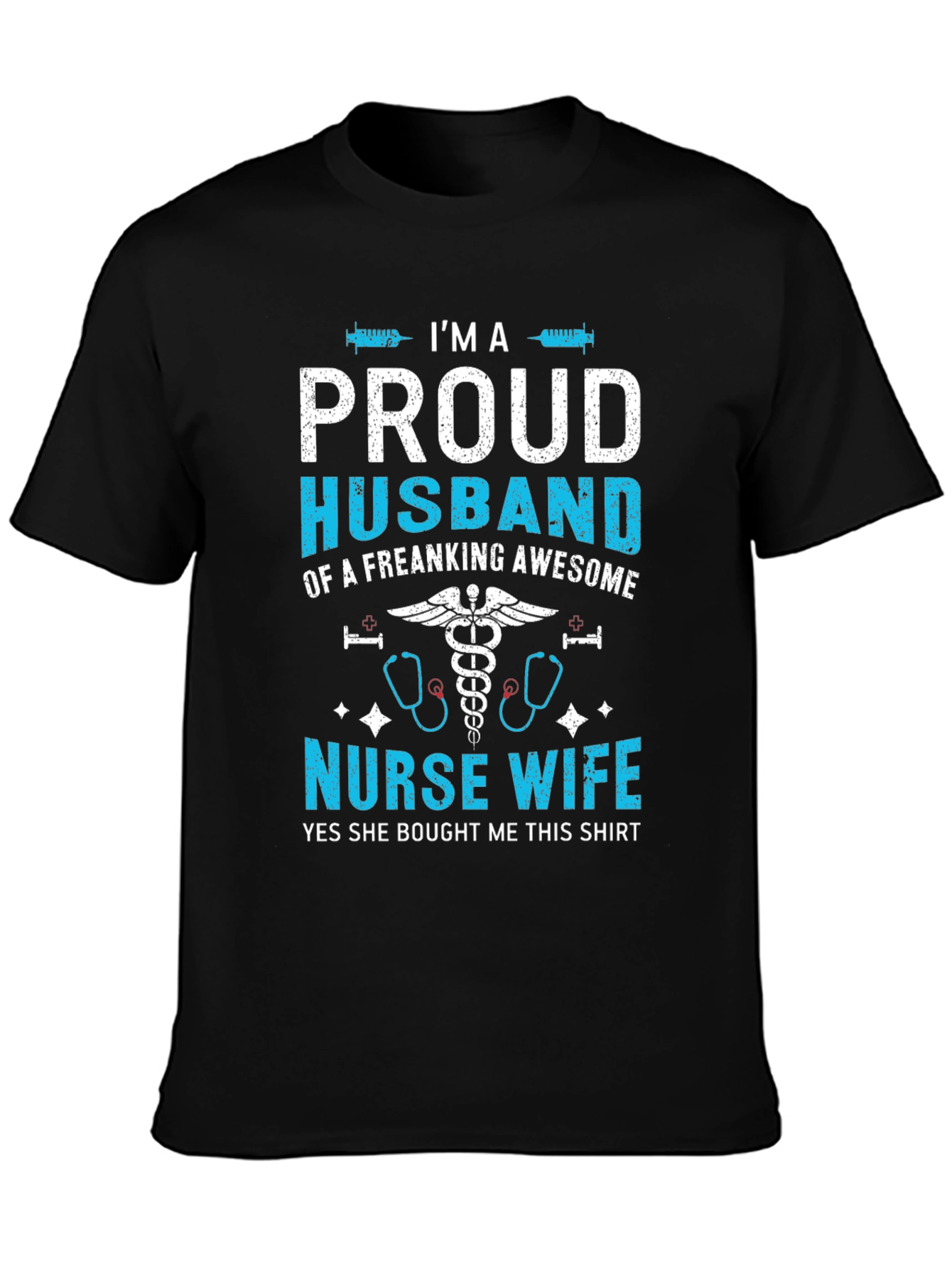 Proud Husband Nurse Wife Graphic Tee - Black Cotton T-Shirt - 3