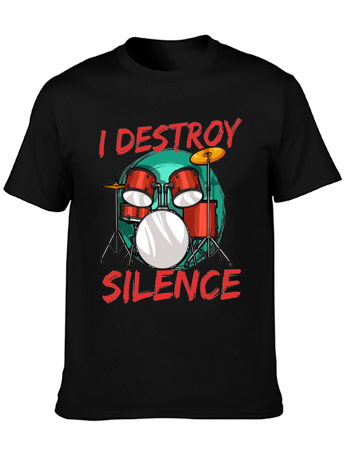 Black I Destroy Silence Drummer T-Shirt Music Lover Tee view 3