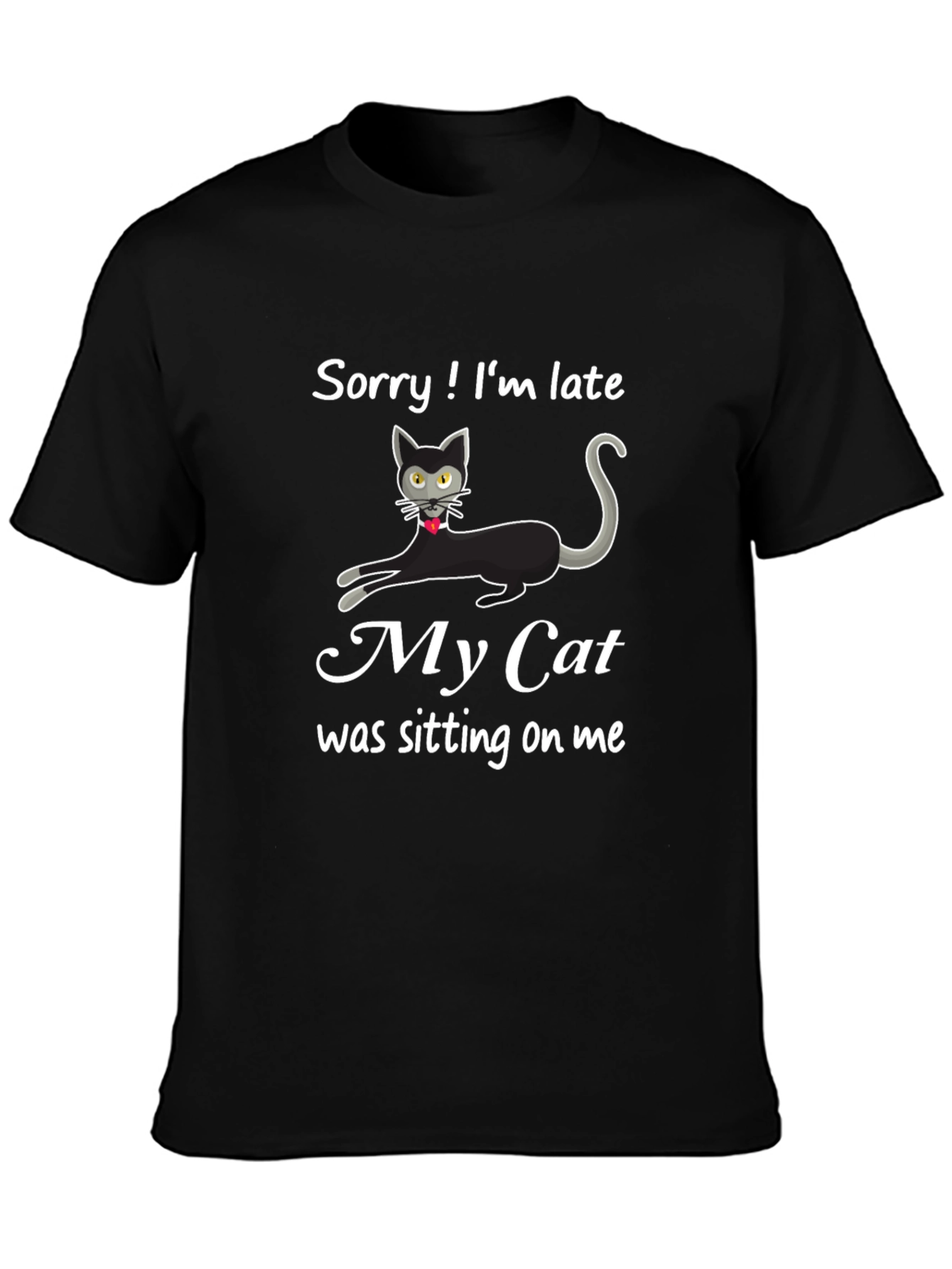 Black Funny 'My Cat' Graphic T-Shirt view 3