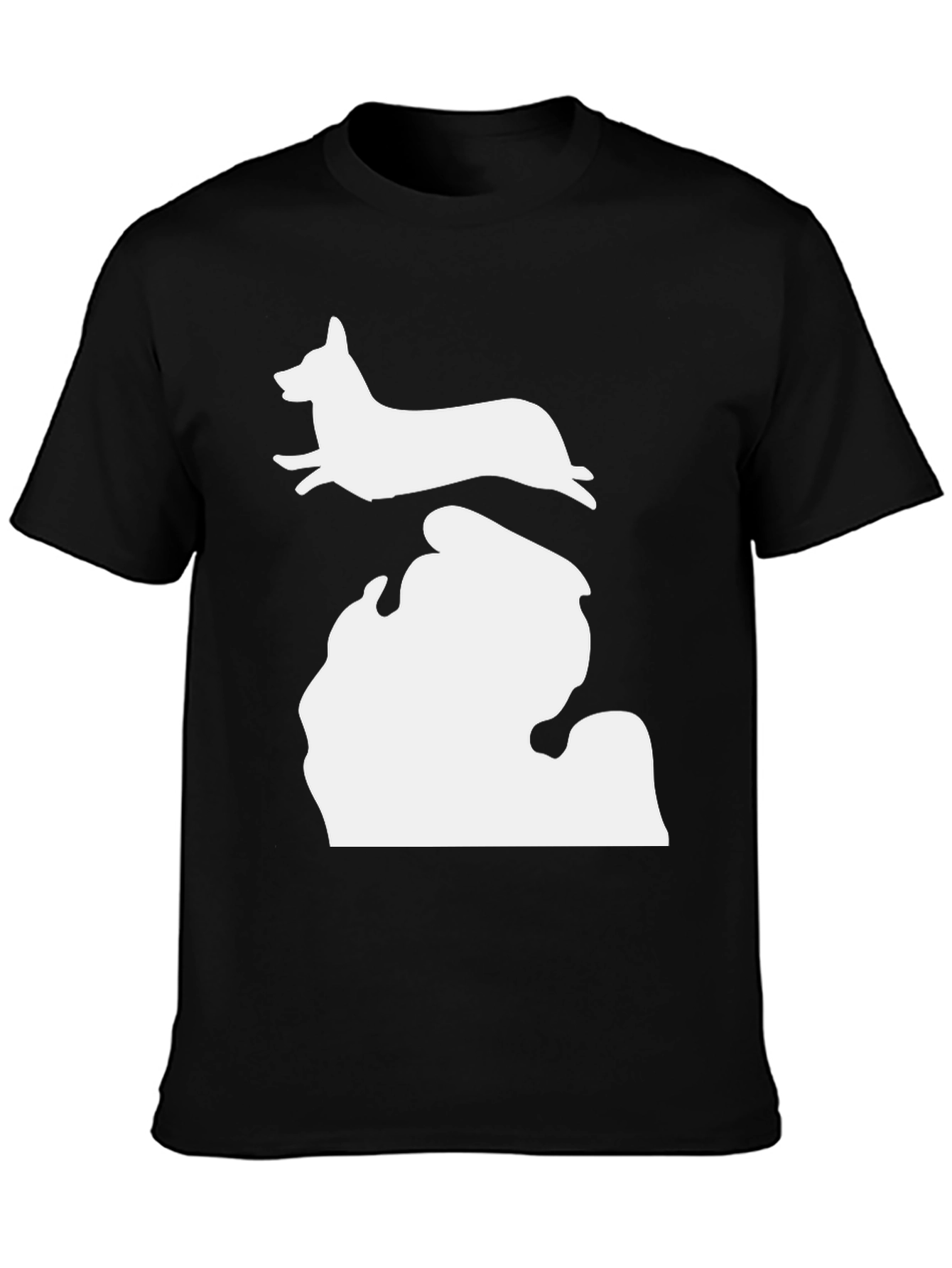 Black Michigan Corgi Silhouette T-Shirt view 3
