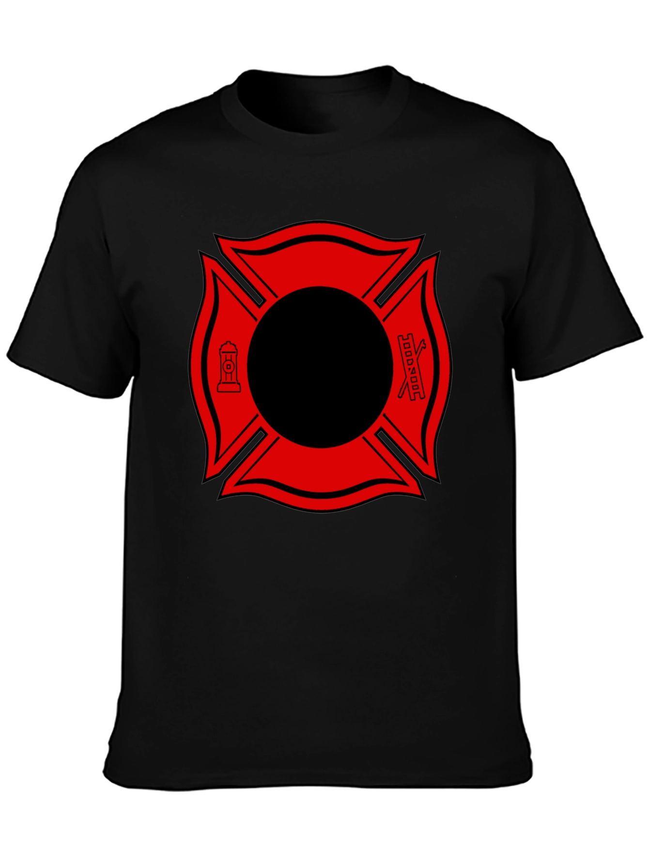 Black Firefighter Maltese Cross Graphic Tee view 3