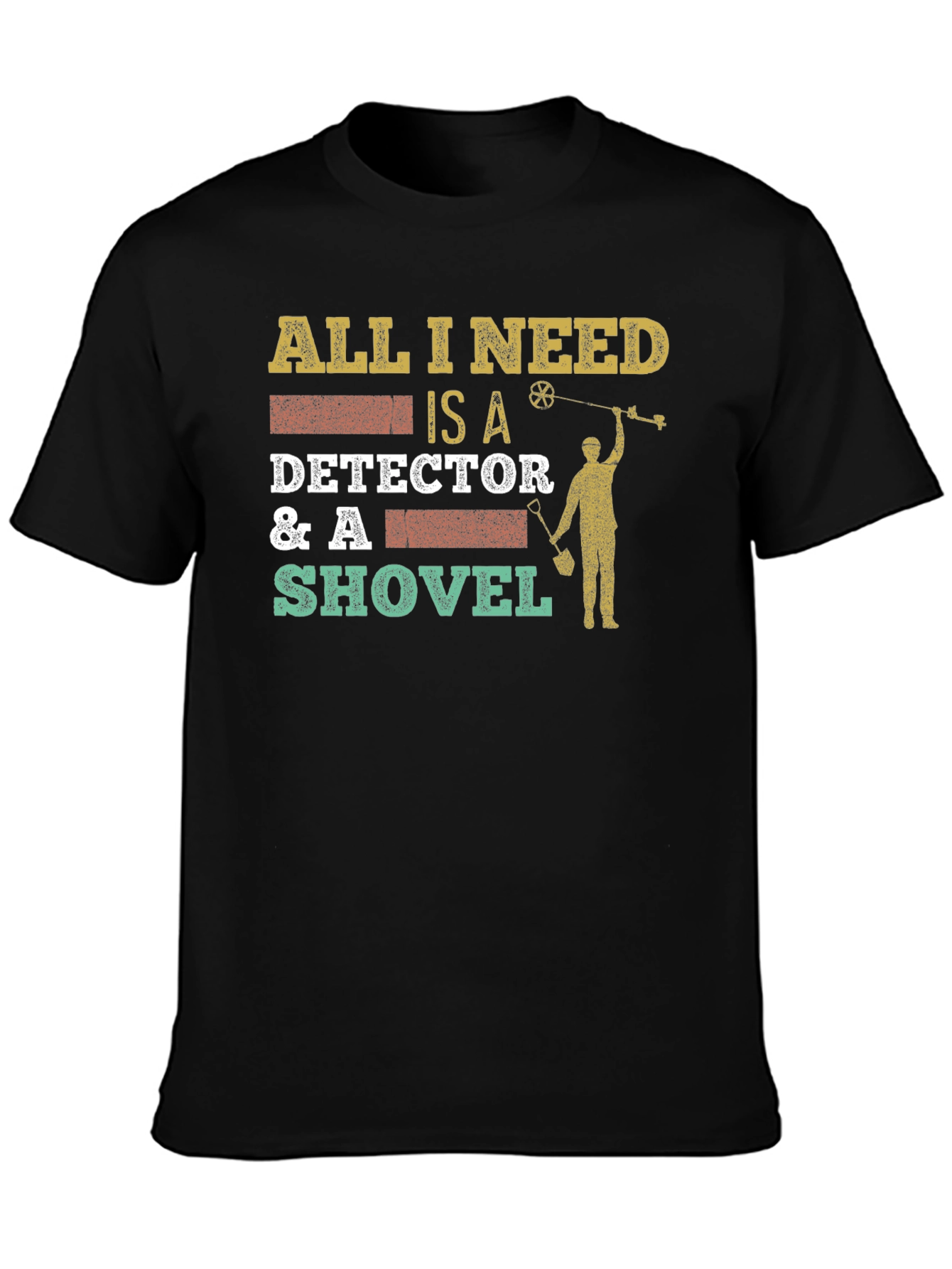 Black Detector & Shovel T-Shirt: Metal Detecting Apparel view 3