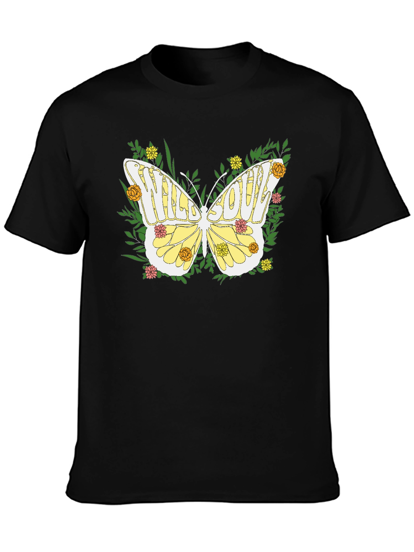 Black Wild Soul Butterfly Graphic Tee - Nature Inspired Comfort view 3
