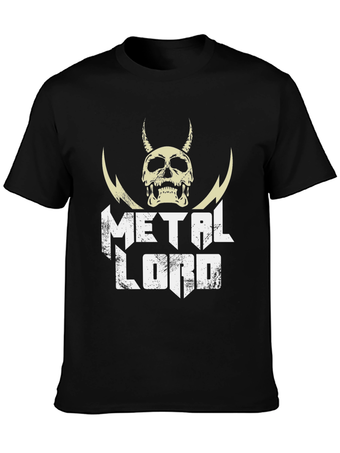 Black Metal Lord Graphic Tee - Black Cotton Skull Design view 3