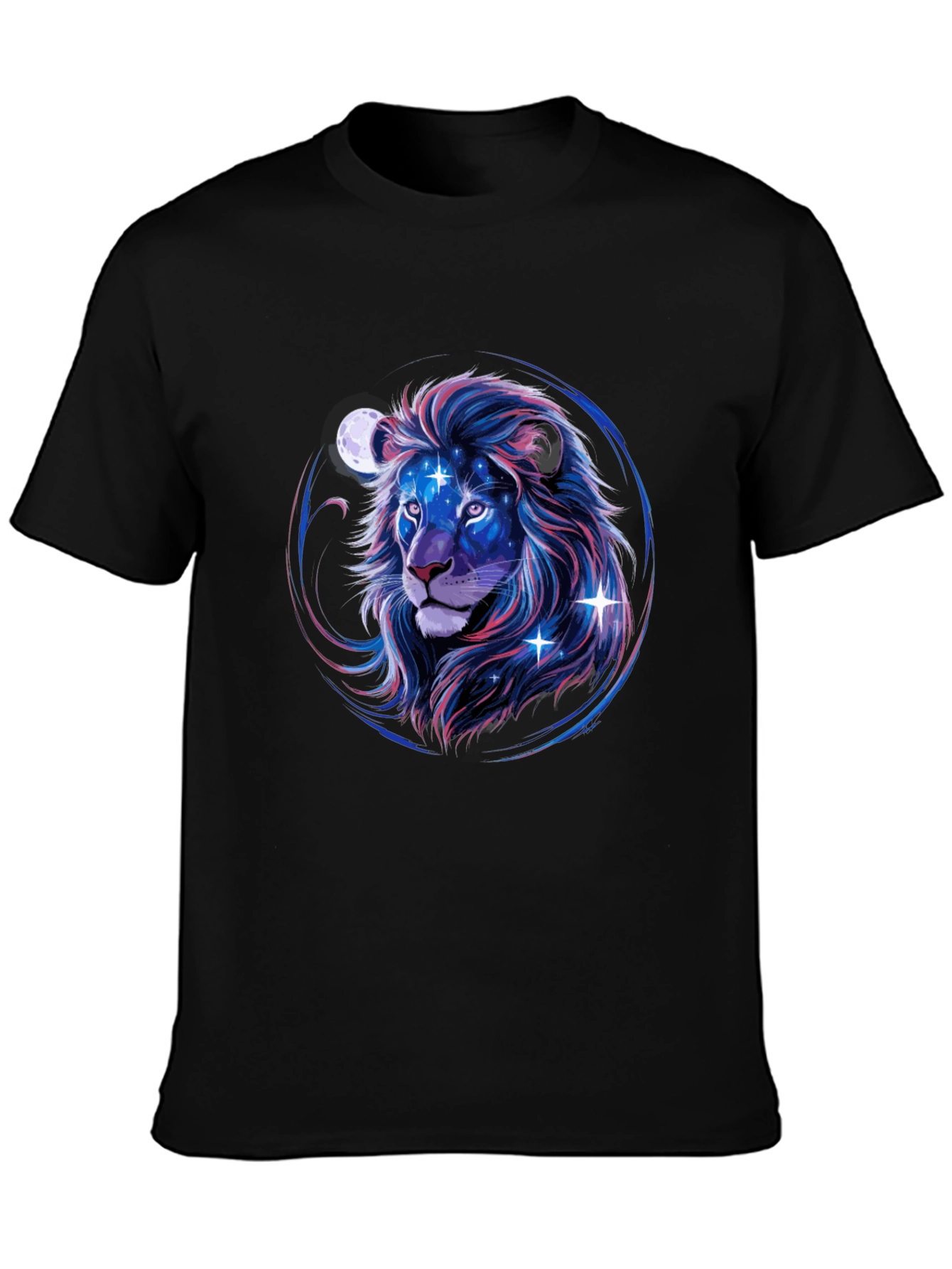 Black Cosmic Lion Graphic Tee - Black view 3