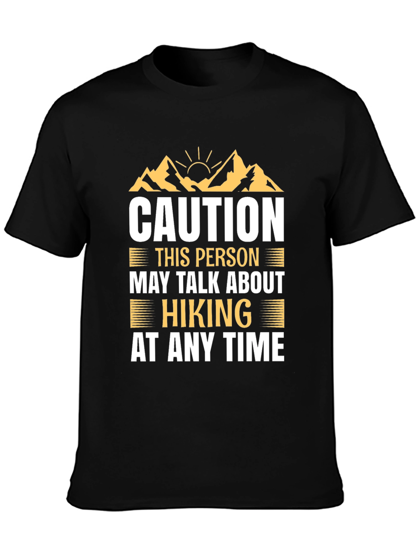 Black Caution: May Talk About Hiking T-Shirt view 3