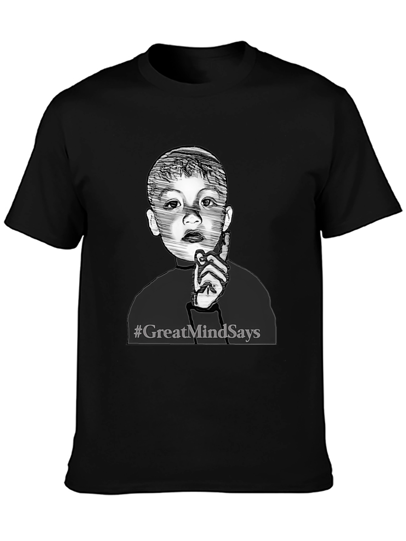 Black Great Mind Says Graphic Tee - Stylish Black T-Shirt view 3