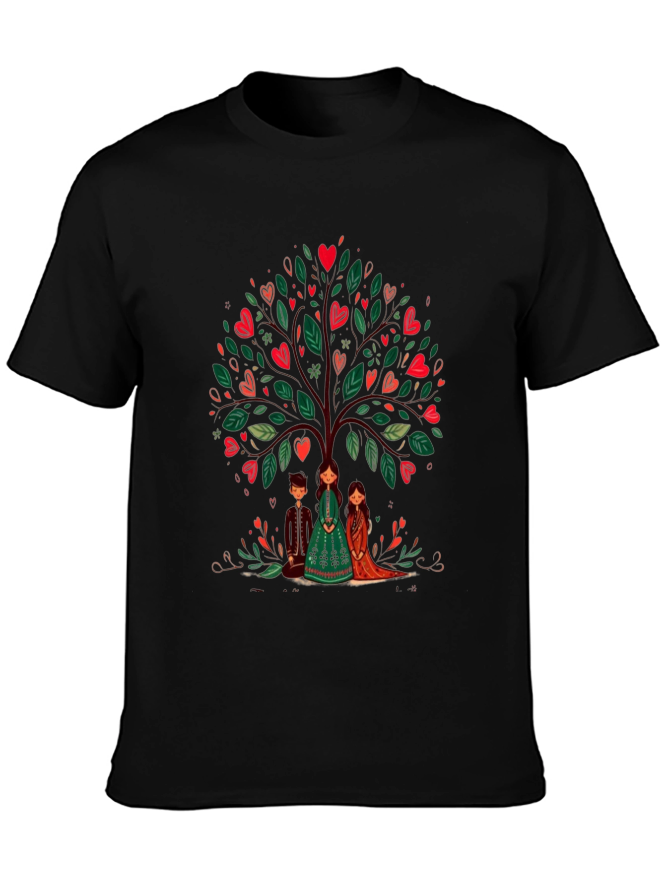 Black Heart Tree Graphic Tee - Whimsical Design view 3