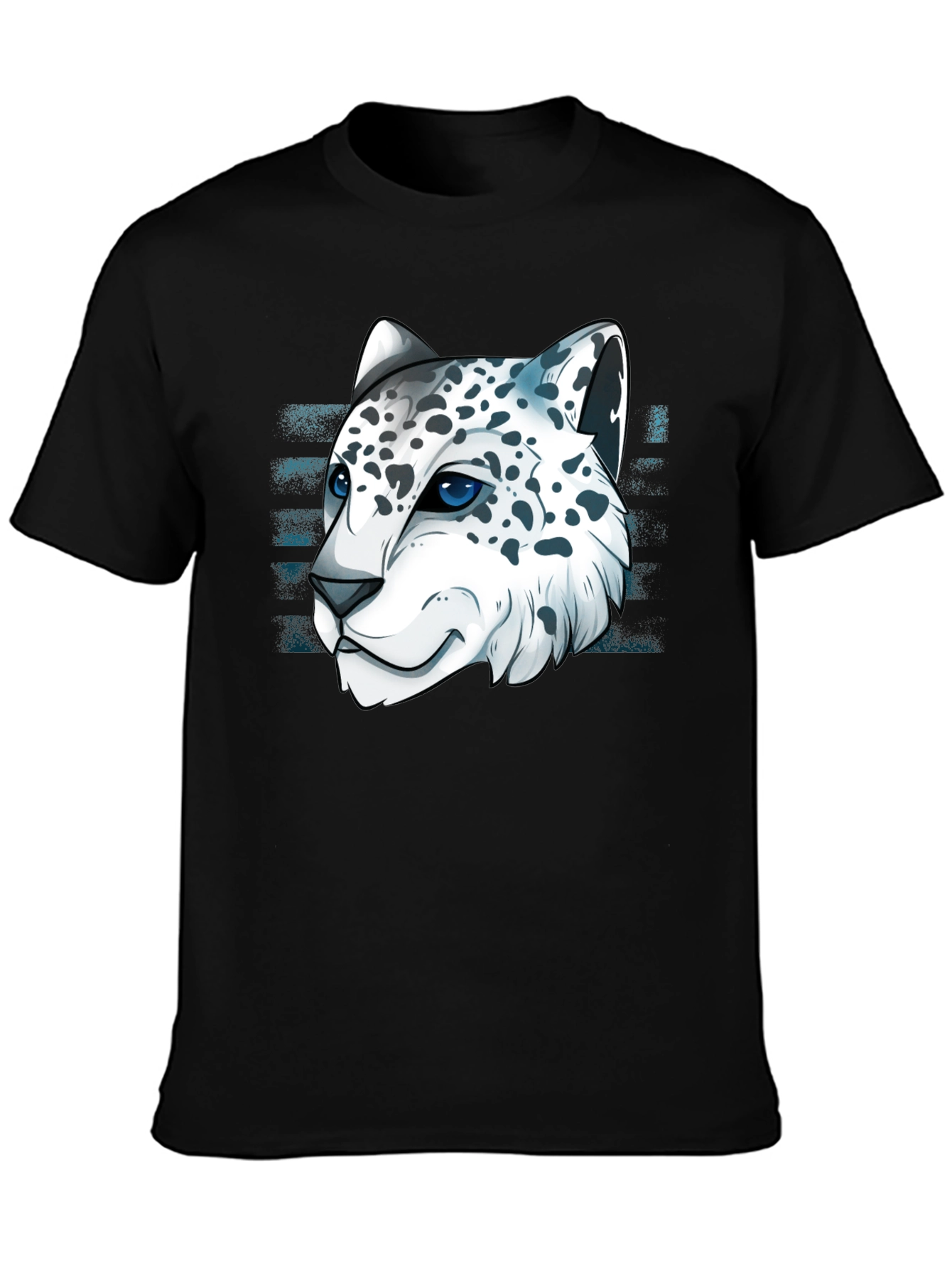 Black Snow Leopard Graphic Tee - Cool Cat Design view 3