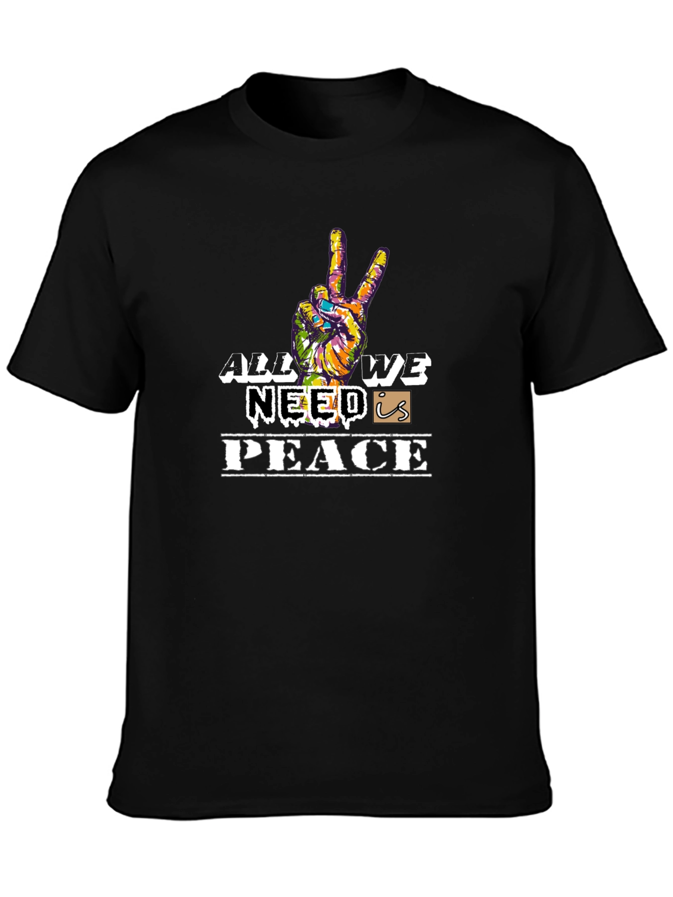 Black All We Need Is Peace Graphic T-Shirt view 3
